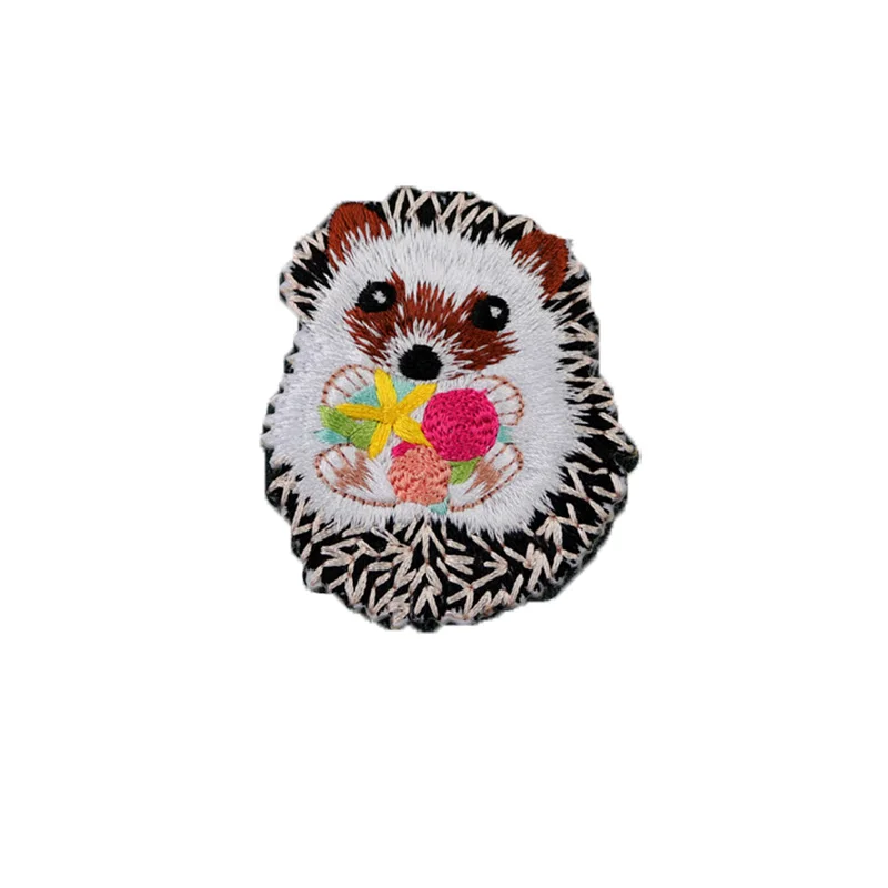 Embroidery DIY Hedgehog Patch, Iron On Animal, Cute Small Fashion Cloth Sticker, Denim Down Jacket, Clothes Decoration, 1 Piece