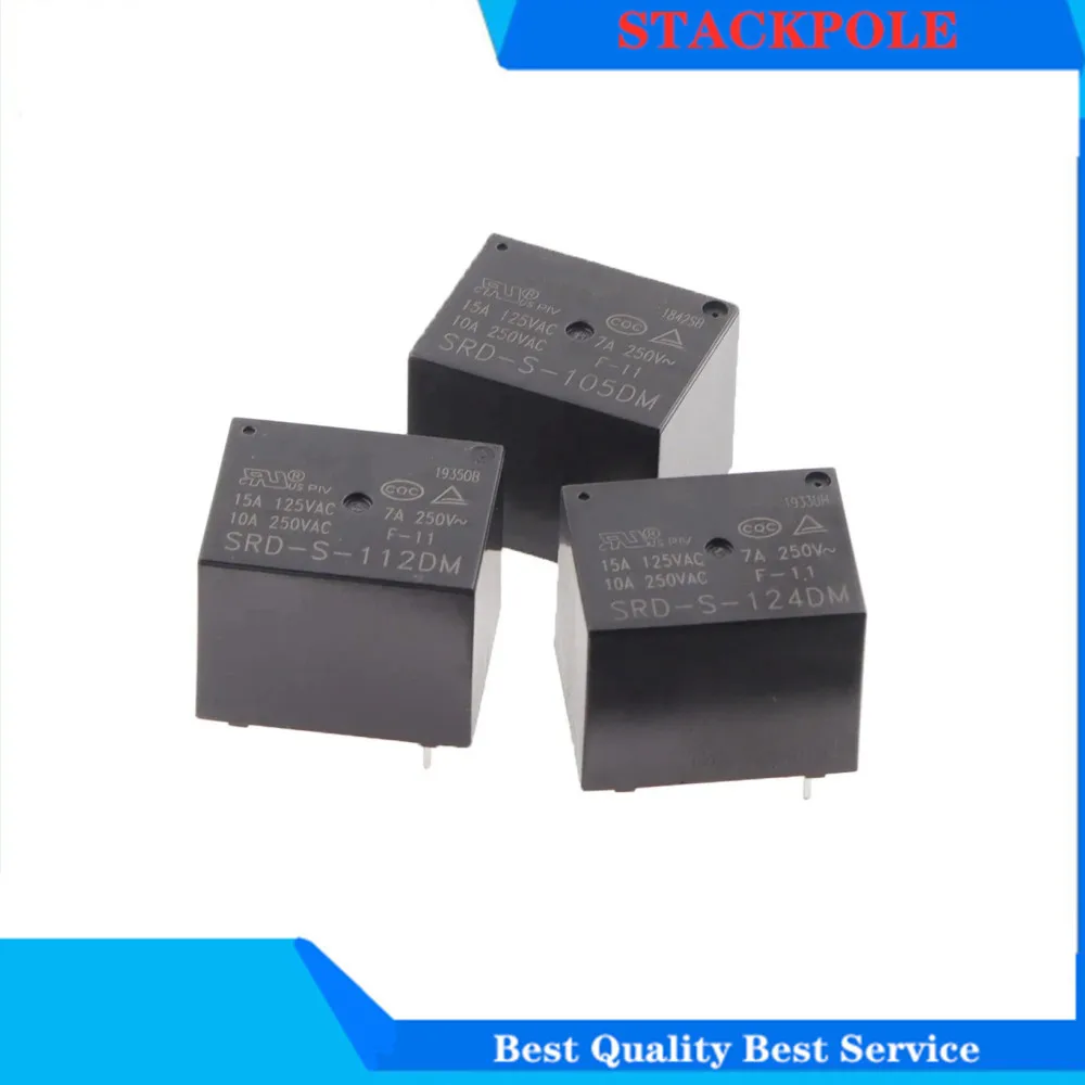 5PCS SRD-S-105DM SRD-S-112DM SRD-S-124DM SRD-S-148DM 4PIN 10A 5VDC 12VDC 24VDC Power Relay Replaceable (JQC)HF3FF