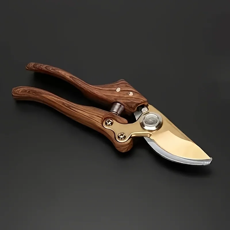 Ergonomic SK5 Steel Garden Pruning Shears with Dual Tone Blade & Wood Grain Handle Modern Heavy-Duty Handheld Shears