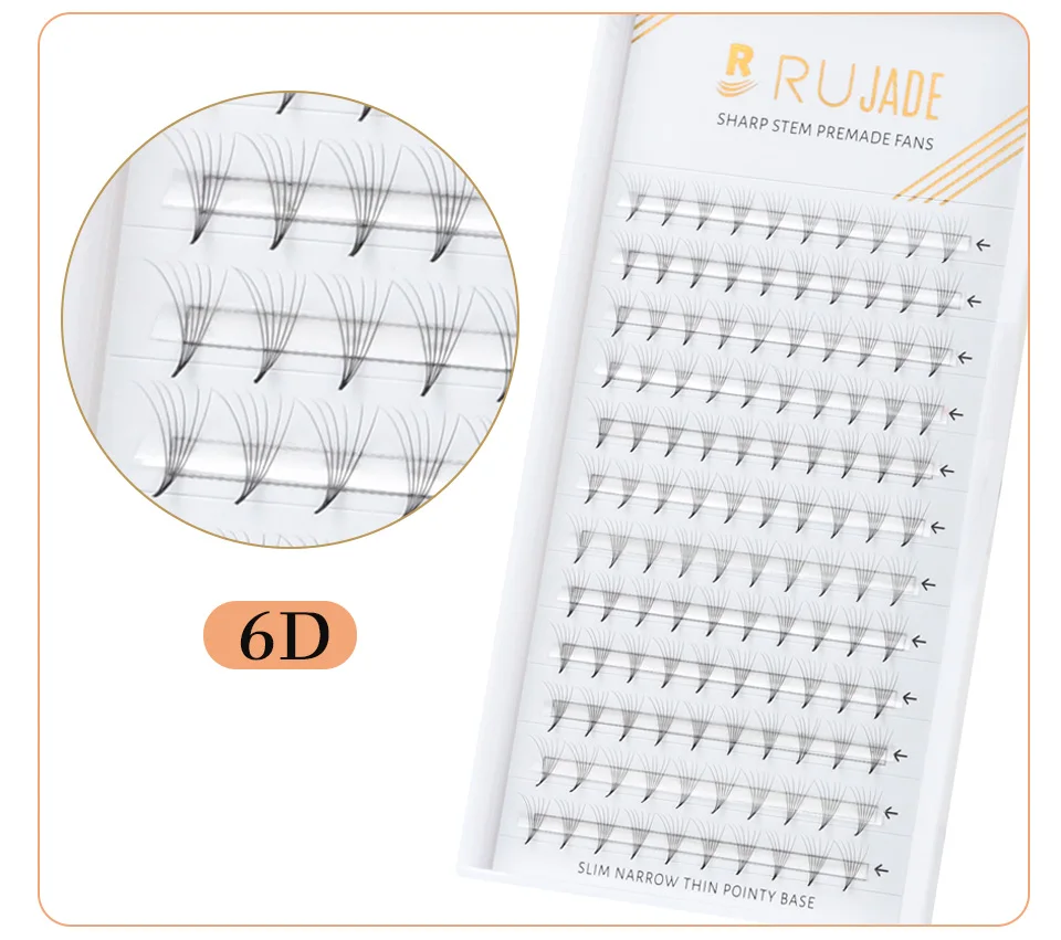 RUJADE Russische Volumenwimpern, vorgefertigte Fächer, dünne, spitze Basis, 5D, 6D, 8D, 10D, 12D, individuelle Wimpernverlängerung, falsche Wimpern-Cluster – Detail 19
