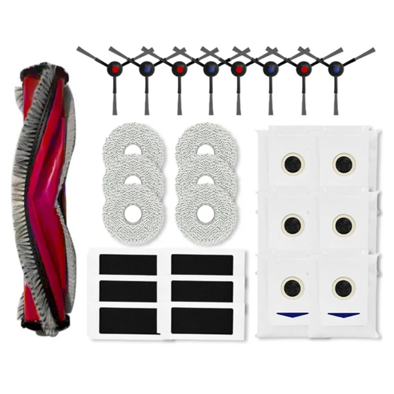 

LLCS-27PCS For ECOVACS T30 PRO OMNI DDX14 / YEEDI M12 Pro+ Replacement Parts Accessories Main Side Brush Filter Mop Dust Bag