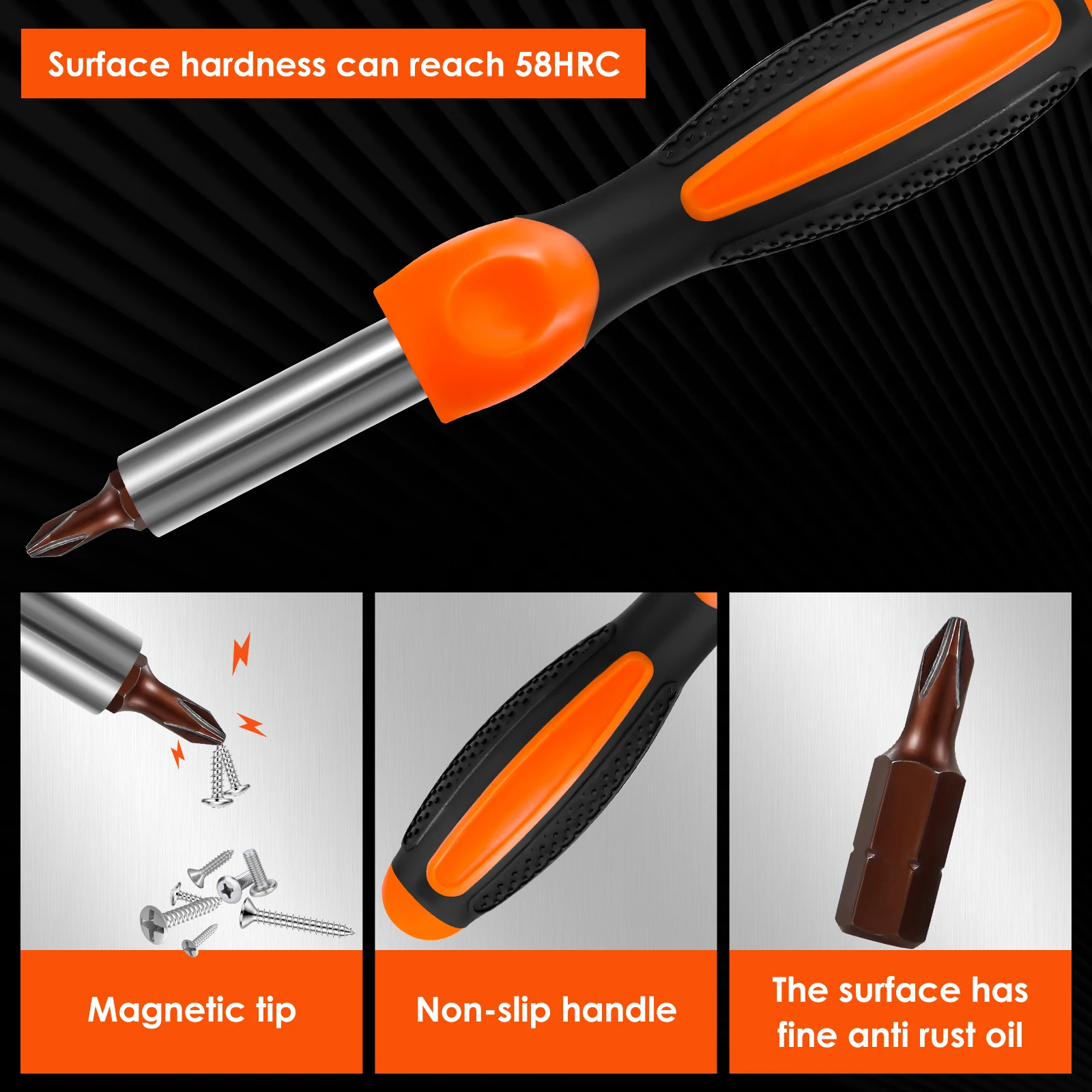 25Pcs Screwdriver Bit Set with Magnetic Tip 1/4 Inch Hex Shank 25 mm Cross/Slotted/Torx/Hex Head Short S2 Steel Bit Hand Tool