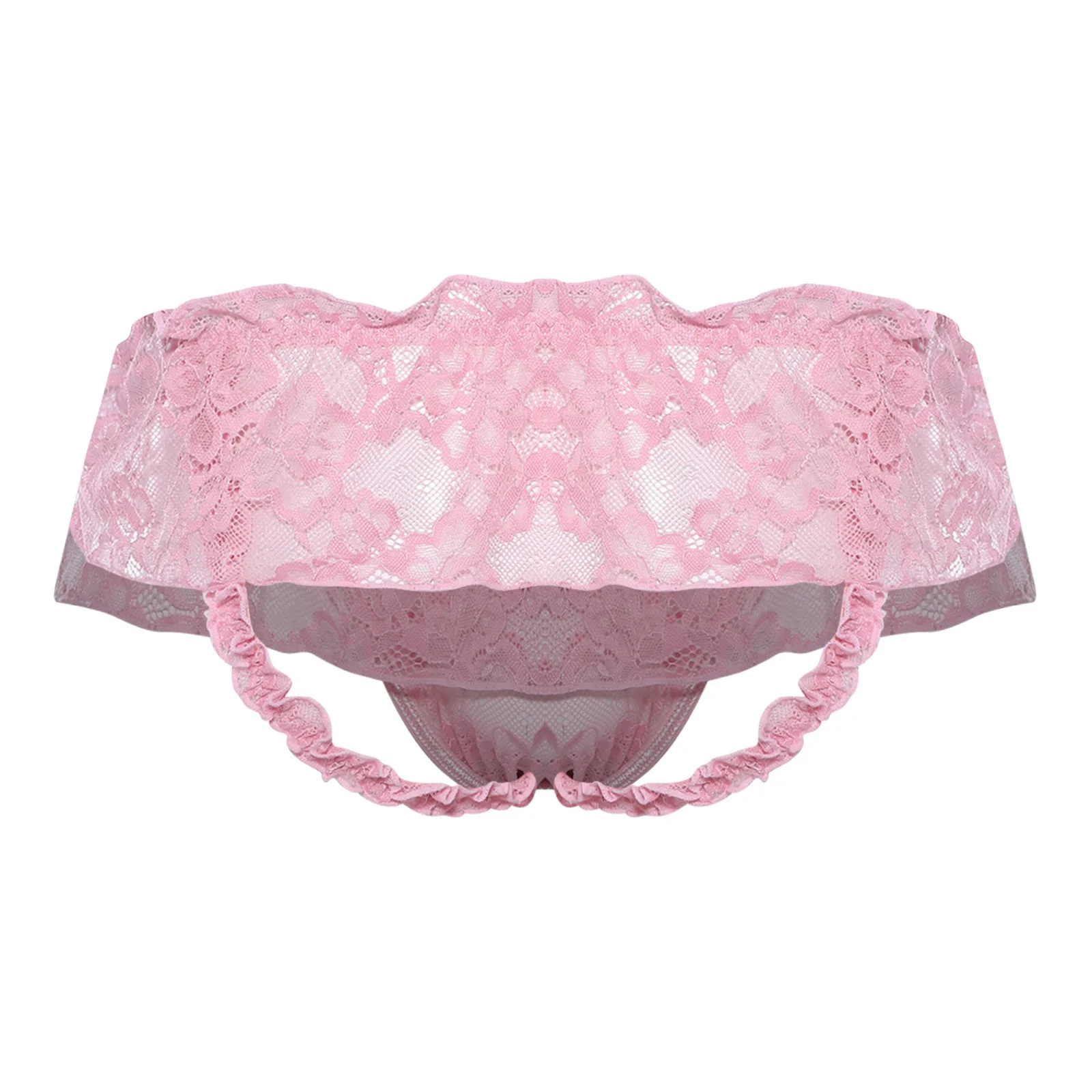 Men's Ruffled Lace Trim Cutout Crotch/Normal Crotch Panties