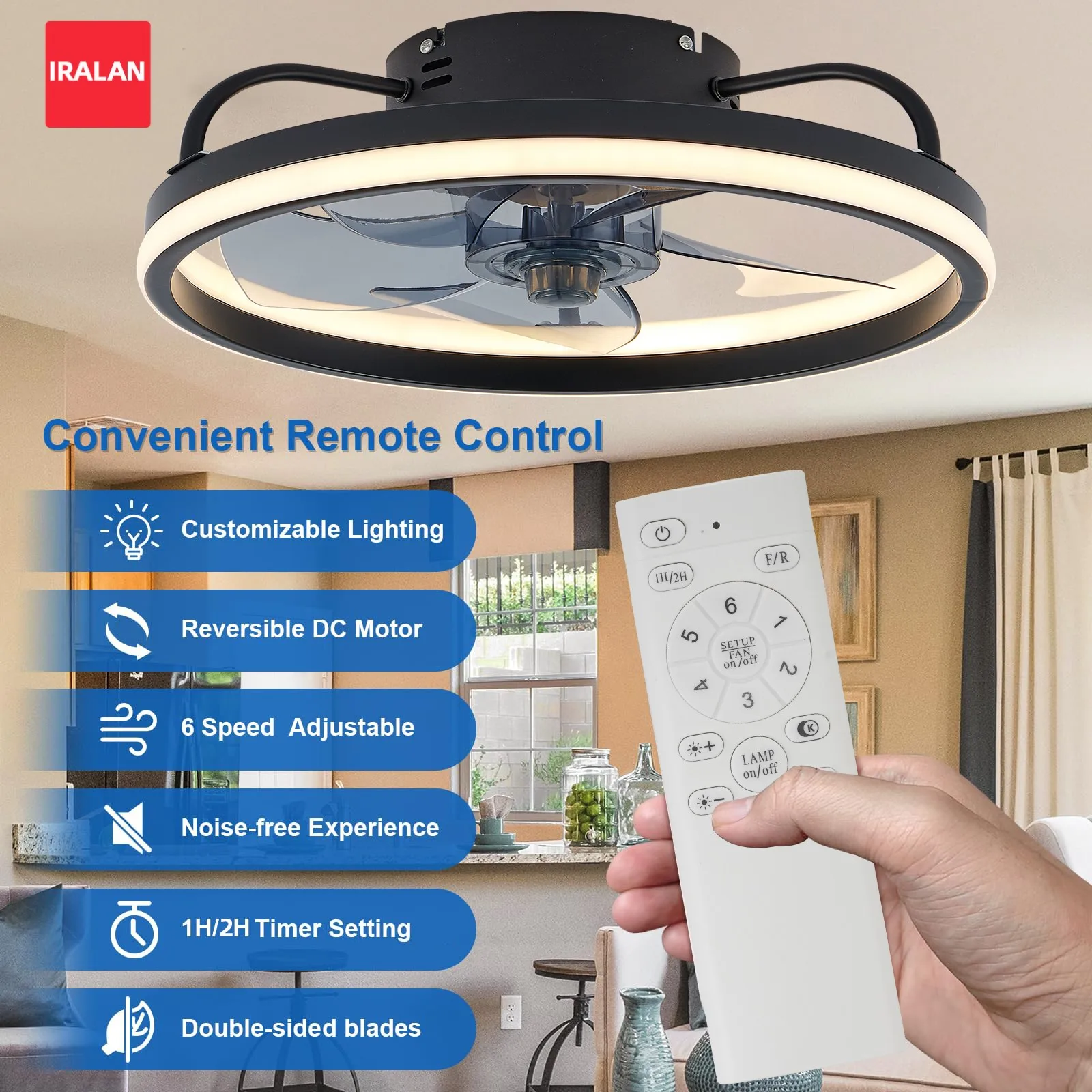 Modern Ceiling Fan Light Intelligent Electric Fan APP Control LED 55W Dimmable Silent Ceiling Fan Lamp 6 Speed Adjustment Fan