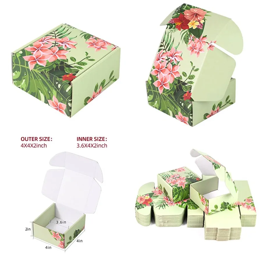 

Shipping Boxes Pack of 25-4x4x2 Inch Floral Gift Boxes Small Cardboard Corrugated Mailer Shipping Boxes for Small Business Pack