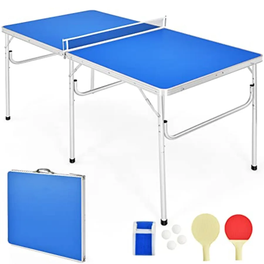 

Foldable Ping Pong Table 100 Preassembled Table Tennis Table with Net 2 Paddles Ping Pong Balls Portable Table Tennis Game Set