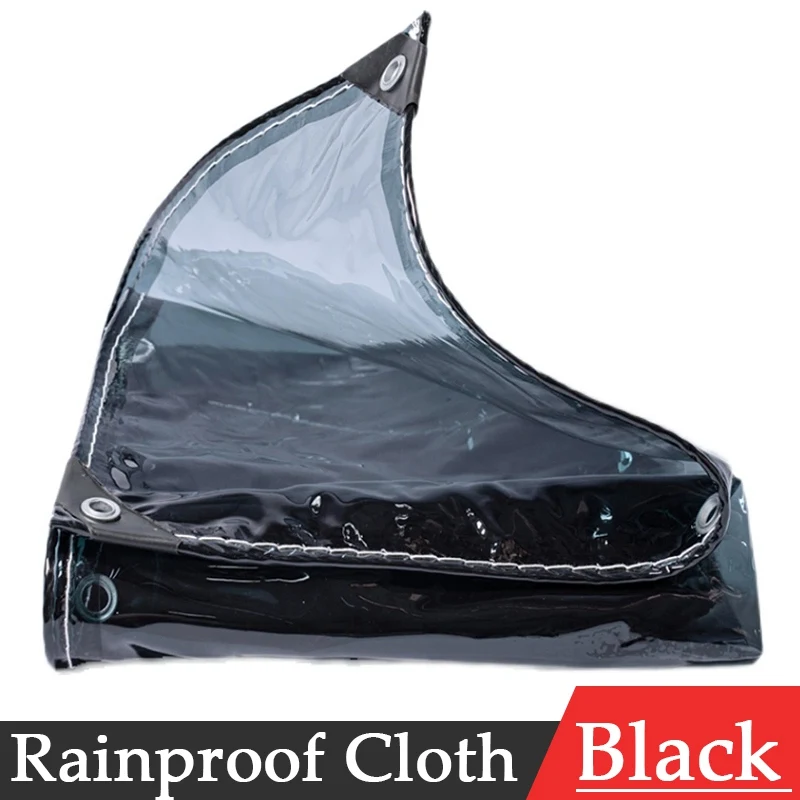 Thicken 0.32mm Black Transparent PVC Canvas Rainproof Cloth Window Privacy Rainproof Cloth Outdoor Pergola Sunproof Tarpaulin