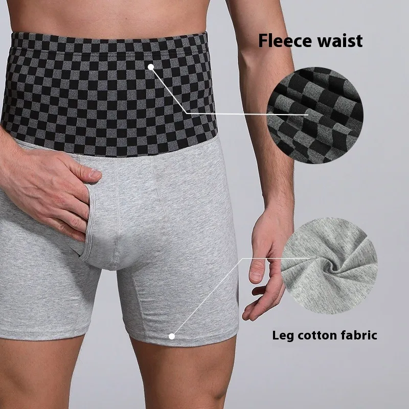 الرجال الحرارية القطن الملاكم ملخصات حزام الخصر دعم عالية الخصر تمديد طول مكافحة الغضب شتاء دافئ الملابس الداخلية الرياضية الراحة