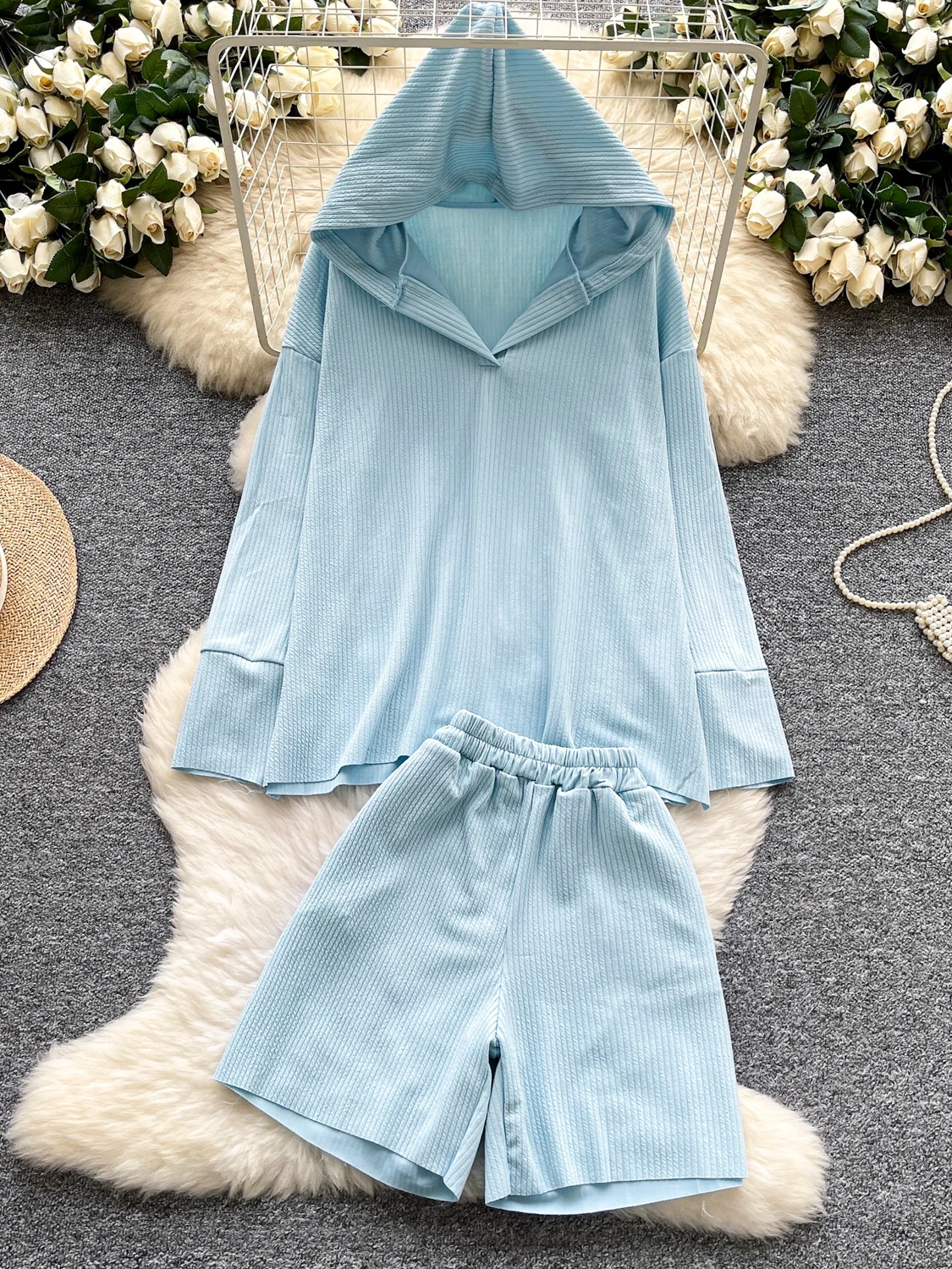 Faionable High Waist Loose Long Sve Top And orts Set Chic Lazy Sle Versatile Casual Outfit for Women Autumn Wear