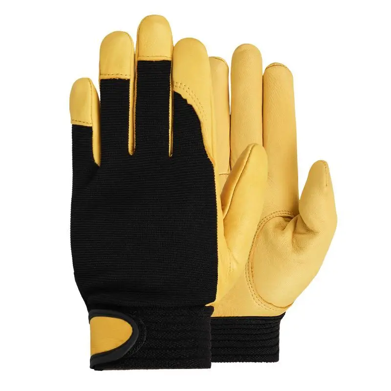 Sheepskin Leather Protective Work Gloves Heavy-Duty Breathable for Rope Work Delivery Motorcycle Fishing & Mountain Hiking