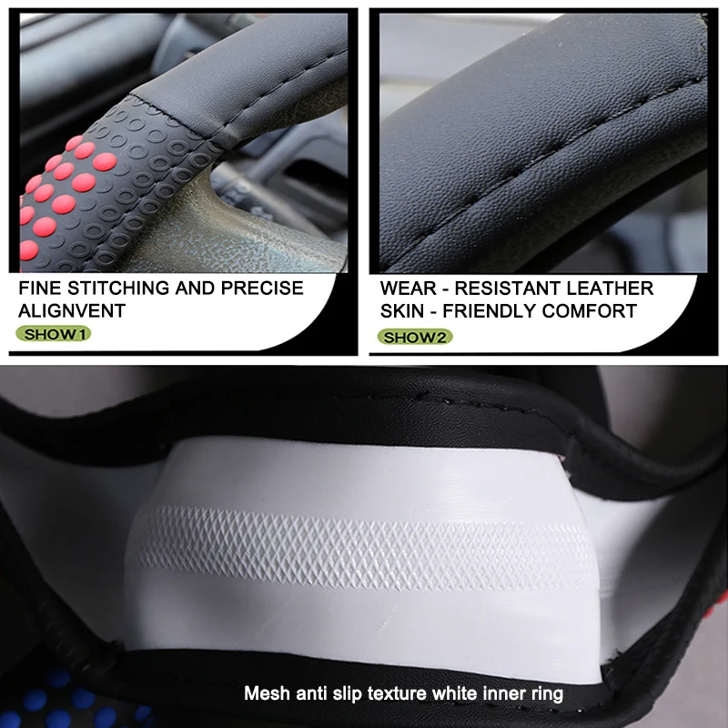 Car Truck Auto Van Lorry Bus Steering Wheel Cover Wrap For 40 42 45 47 50CM 3 D Non-slip Braid On Steering-Wheel Black Red Blue