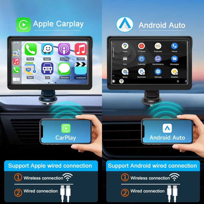 Universal 7 inch Car Mp5 Radio Player Video Player Portable Wireless Apple CarPlay Android Auto Touch Screen For BMW VW KIA