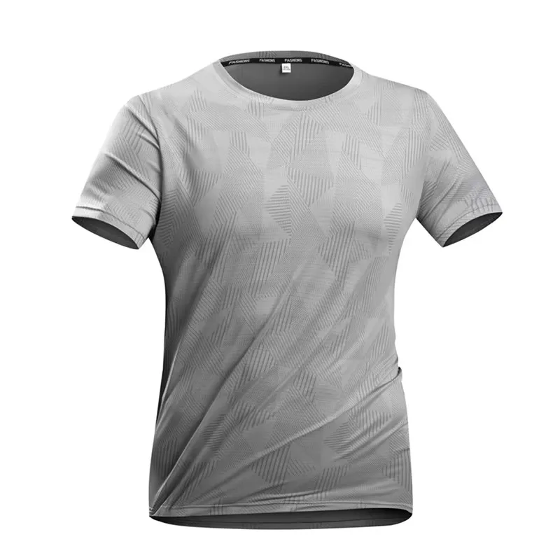 

Мужские быстросохнущие футболки для бега с геометрическим принтом, дышащие, для походов и рыбалки, мягкие, эластичные, для активного отдыха, короткий рукав