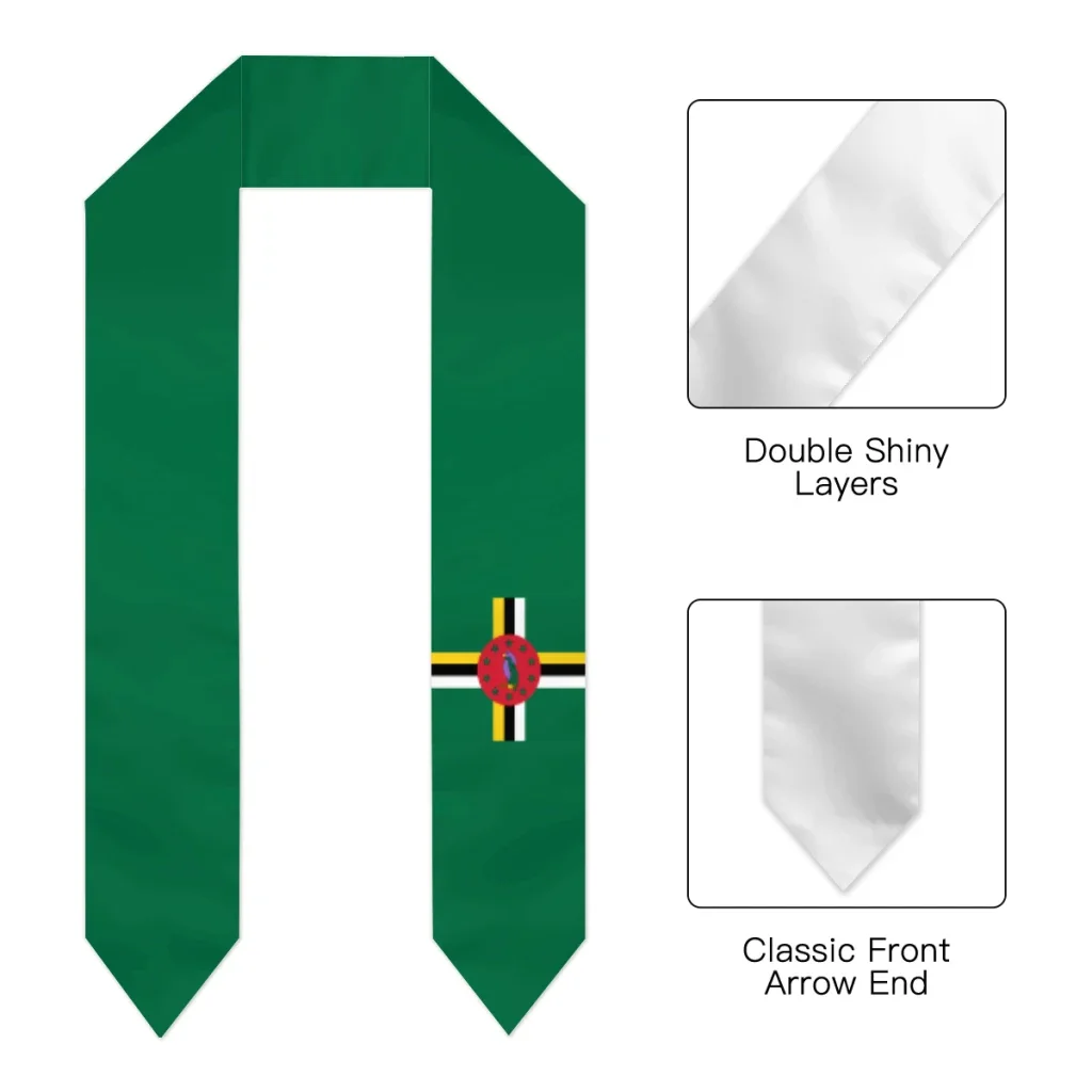 Graduation Sash Dominica Flag Cool scarf Shawl Stole Sapphire Blue with Stripe Bachelor Gown Accessory Ribbon 180*14cm