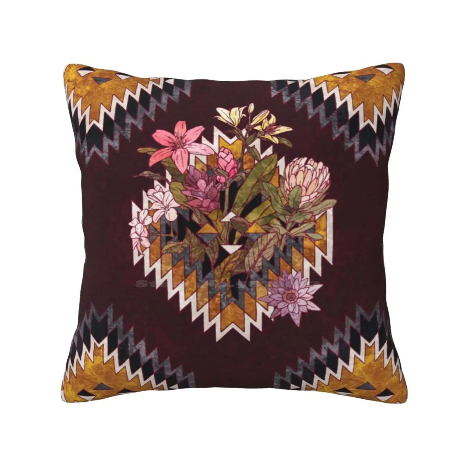 Mother ( Variant ) Home Sofa Car Cushion Cover Pillowcase Life Wonder Birth Flowers Floral Ikat Bouquet Nature Boho Bohemian