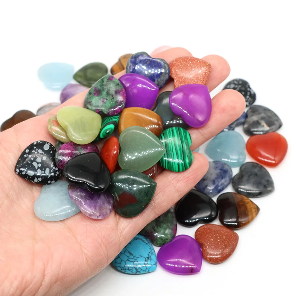 20mm Natural Stone Heart Shape Crystals Amethyst Rose Quartz Agate Reiki Healing Gemstone Love Pocket Gift Home Decoration