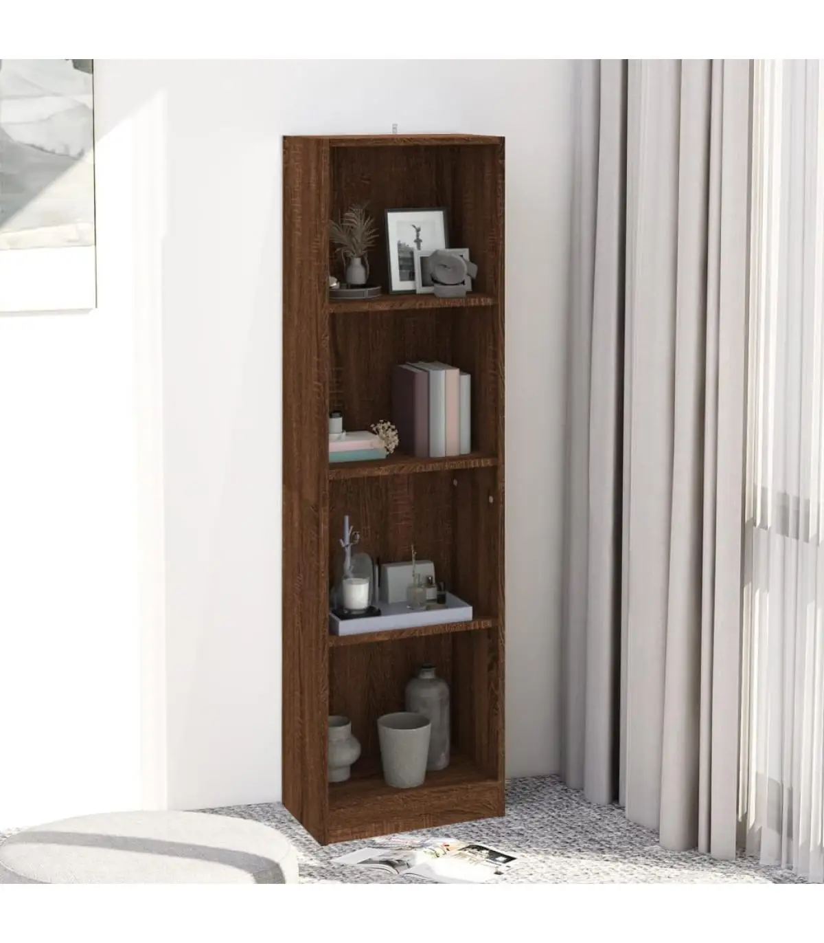 Bookcases & Shelves 4 Tier Oak Brown Plywood 40x24x143 cm