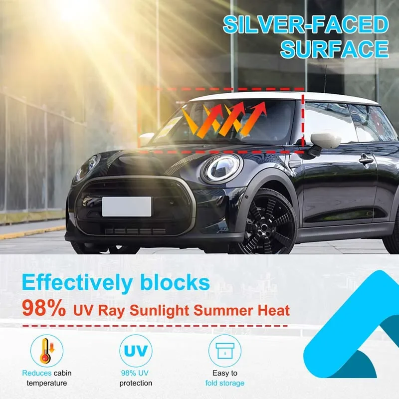 

For MINI COOPER 2019-2023 Aluminum Foil Silver Car Visor Sunscreen Window Sun Shade Blocks Parasol Interior Accessories