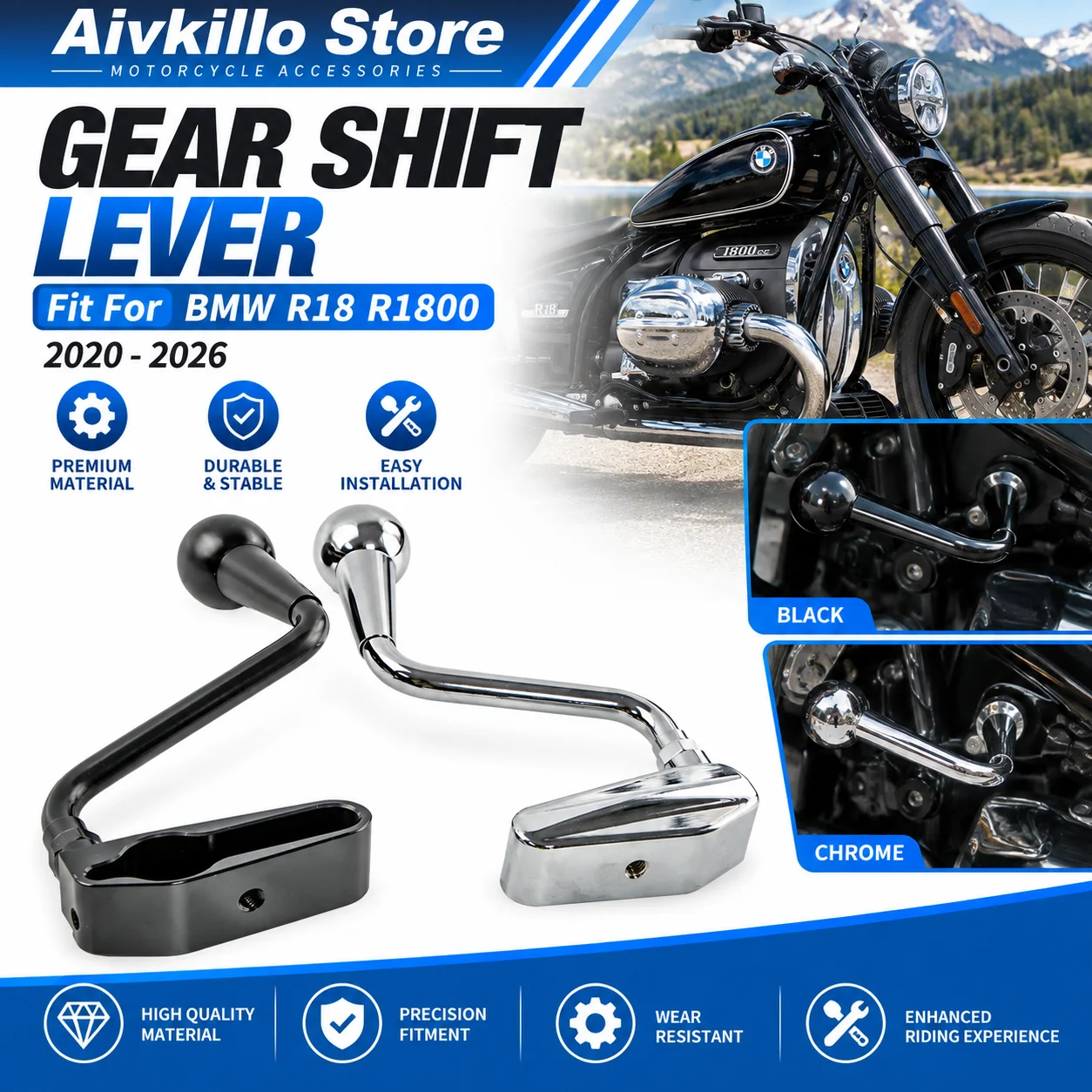 Fit For 2020 - 2026 BMW R18 R1800 R 18 Classic  Motorcycle Accessories Extended Reverse Gear Lever Shifter Foot Pedal