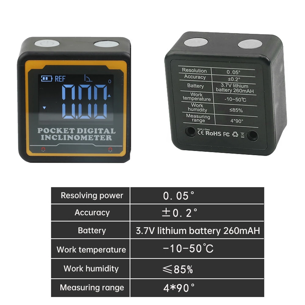 Cyfrowy poziom miernik nachylenia Mini inklinometr cyfrowy pomiarowy 90 ° z podstawa magnetyczna uniwersalne kątowniki nastawne elektronicznym