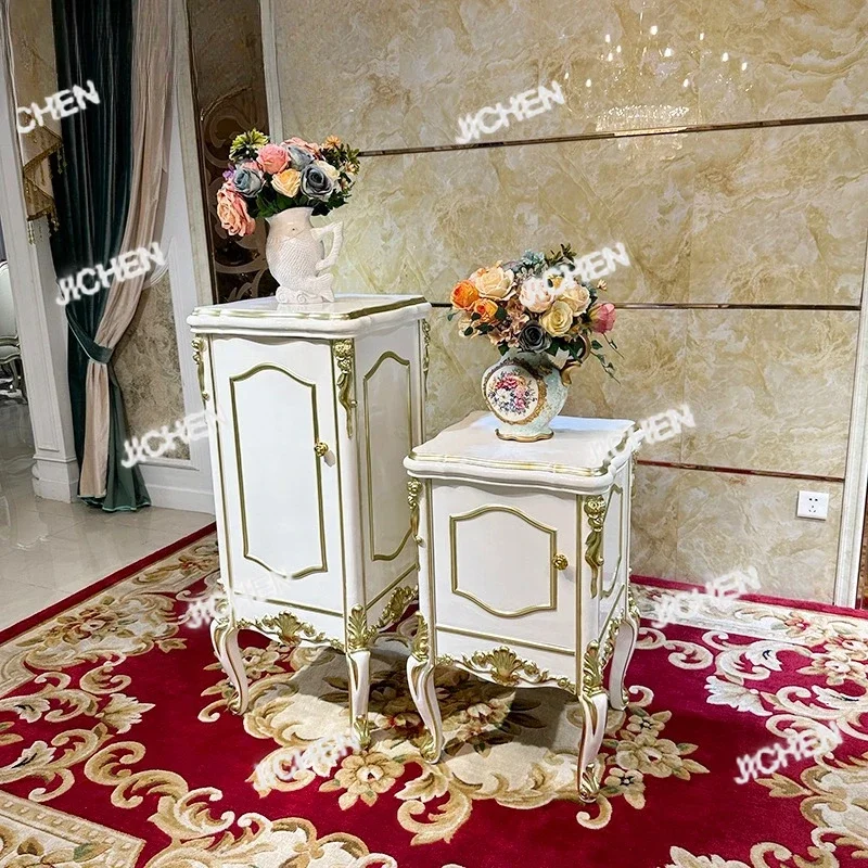 

HZ Fasheng Solid Wood Flower Stand, European Luxury Living Room Carved Rack, Storage Rack, Floor-to-ceiling Neoclassical Flower