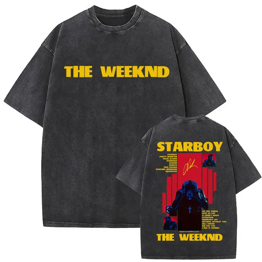Camiseta Vintage Lavada de Verano 2026 del nuevo rapero The Weeknd After Hours Til Dawn con Playboi Carti Tour para hombre, estilo hip-hop
