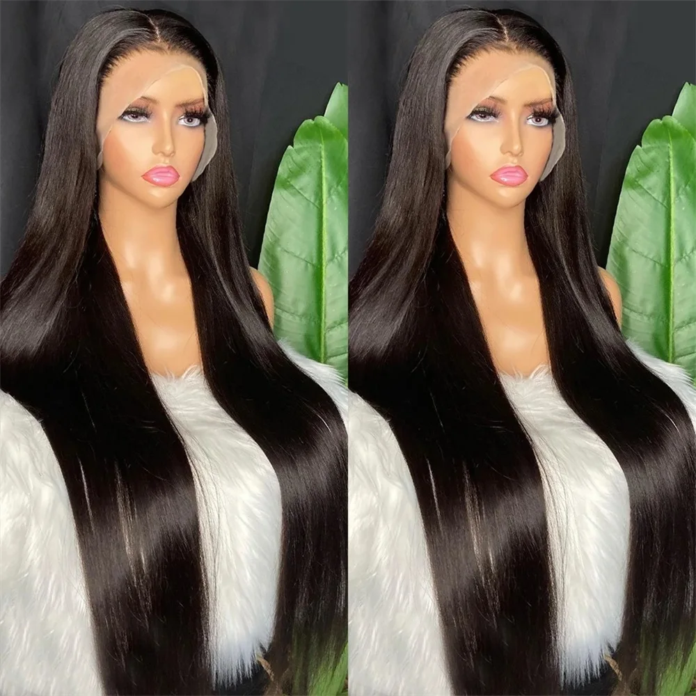 Bone Straight Lace Front Human Hair Wigs 38 Inch Brazilian 13X4 13x6 Transparent Lace Frontal Wig For Women 5X5 Glueless Wig