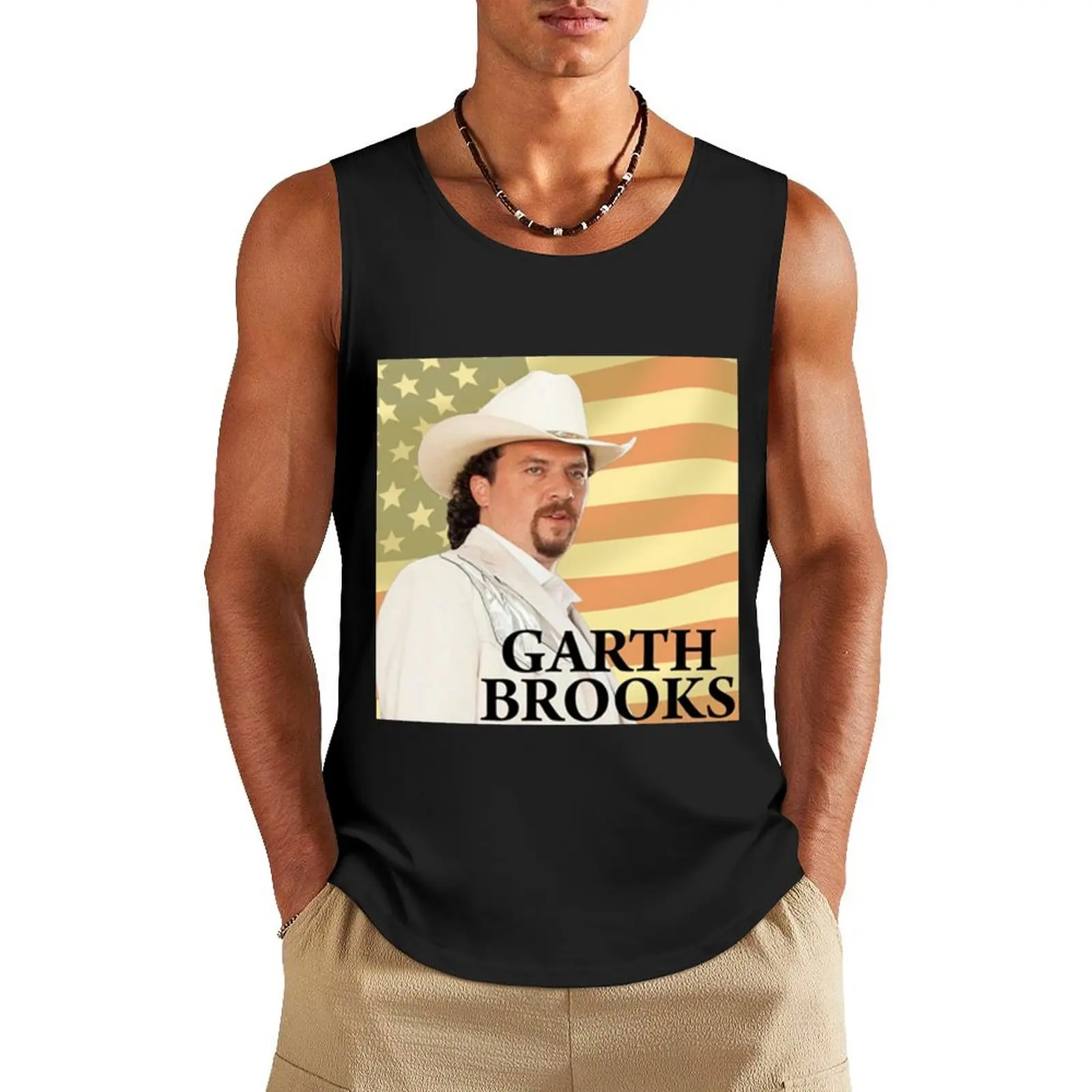 Garth Brooks American Flag Tank Top Men's t-shirt Male vest