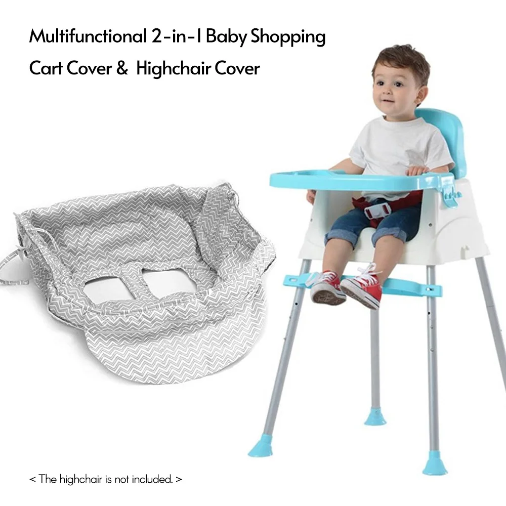 Multifunctional 2-in-1 Baby Shopping Cart Cover Children Highchair Cover with Thickened Soft Cushion Transparent Phone Holder