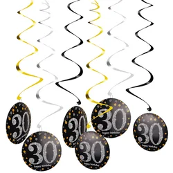 30th 40th 50th 60th Birthday Party Black Silver Swirls Hanging Ornament 30 40 50 60 Year Old Birthday Party Anniversary Supplies