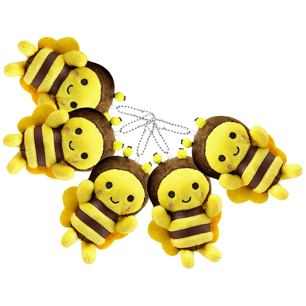6Pcs Adorable Bee Keychain Stuffed Animal Soft Material for Backpacks Bags Cute Design Versatile Use Birthday Party Favors Kids