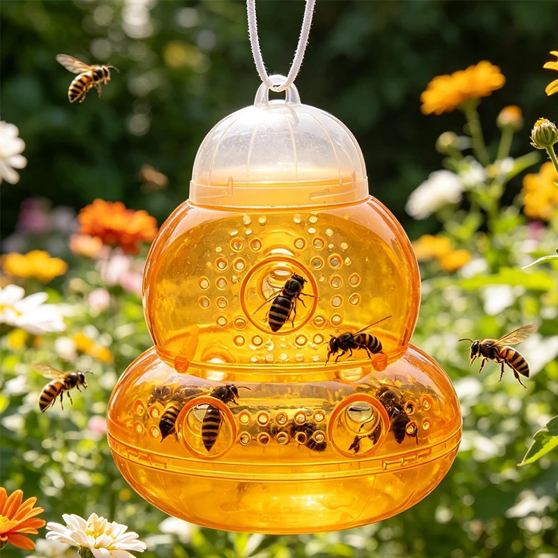 Portable Hornet Wasp Trap Hanging Insects Catcher Weather Resistant Reusable Bee Trap for Garden Orchard Vegetable Farm Outdoor