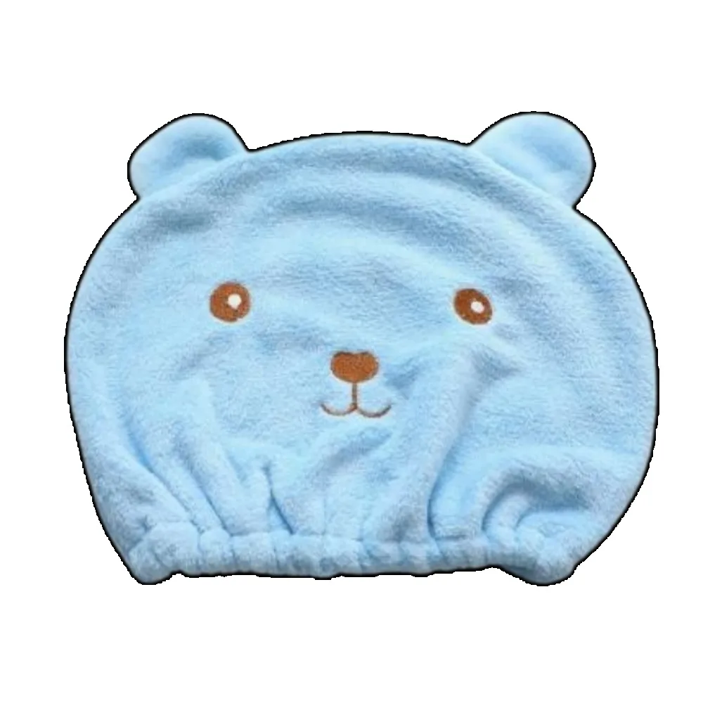 Coral Fleece Cute Cartoon Bear Quick Drying Hair Towel Cap Absorbent Microfiber Hair Towel for Adult Women Men