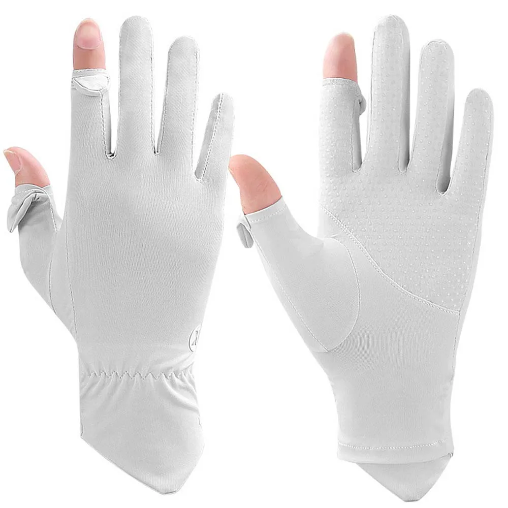 

Anti-UV Gloves Ice Silk Gloves Solid Color Five Fingers Gloves Summer Sunscreen Gloves Sun Protection Anti-ultraviolet