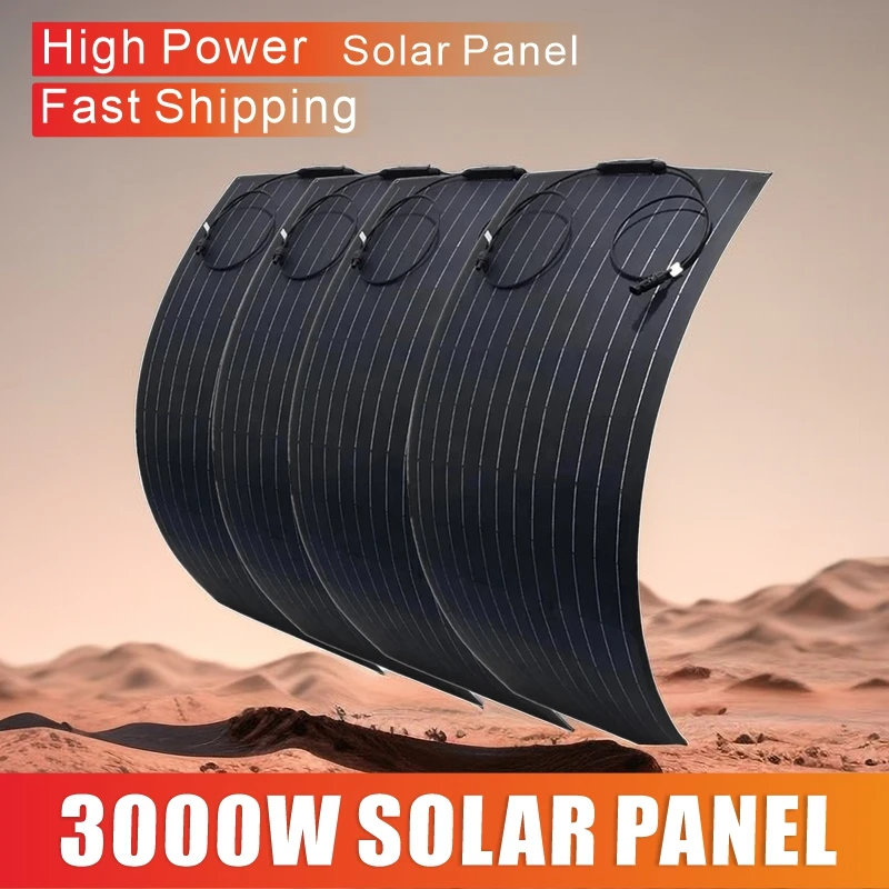 High Power 1500W/3000W Solar Panel Solar Efficiency Portable Power Bank Flexible Charging Outdoor Solar Cells For Home/Camping