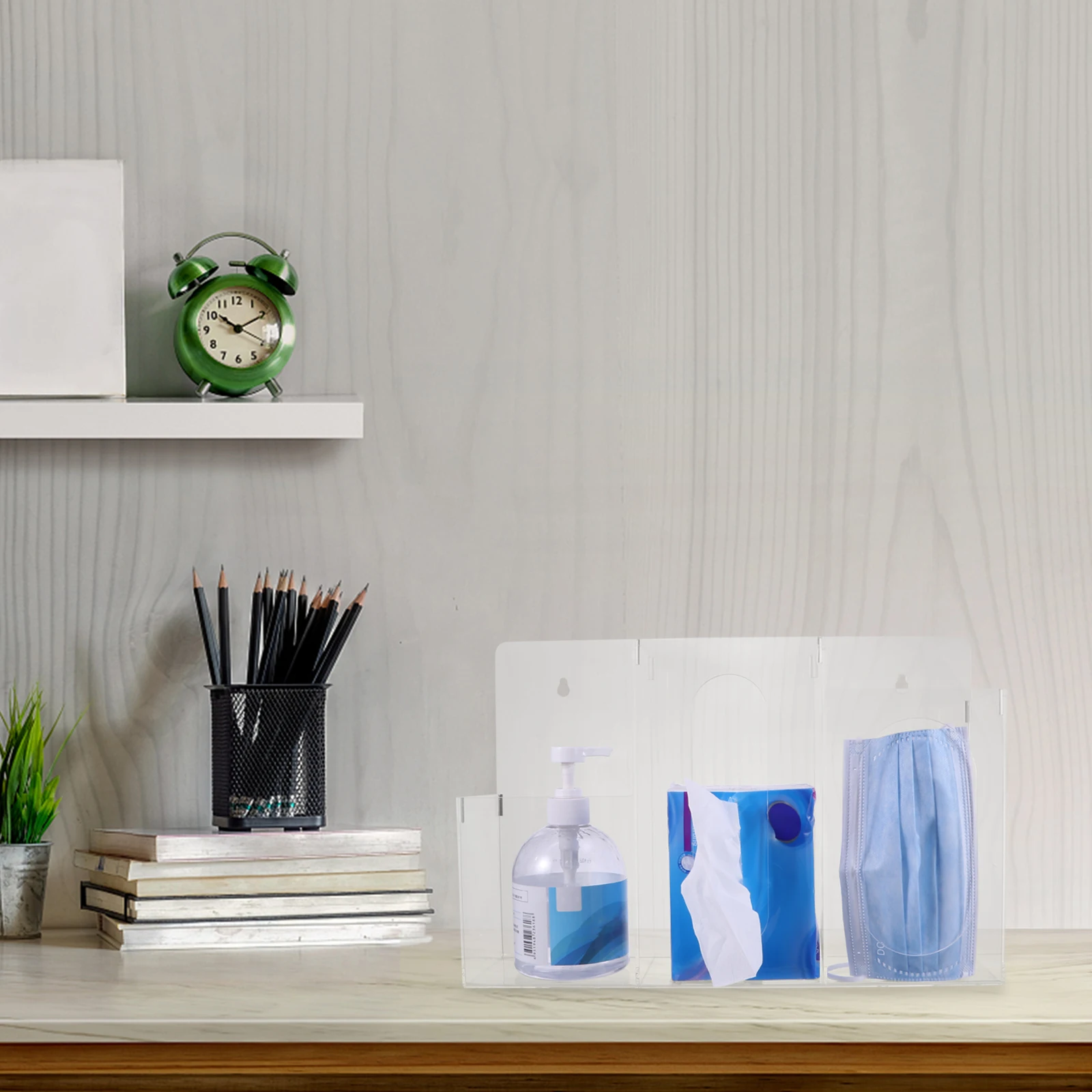 

1Pcs Transparent Desktop Storage Box Mask Tissue Gloves Holder No Punch Hanging Napkin Hand Towel Container Mask Hand Holder