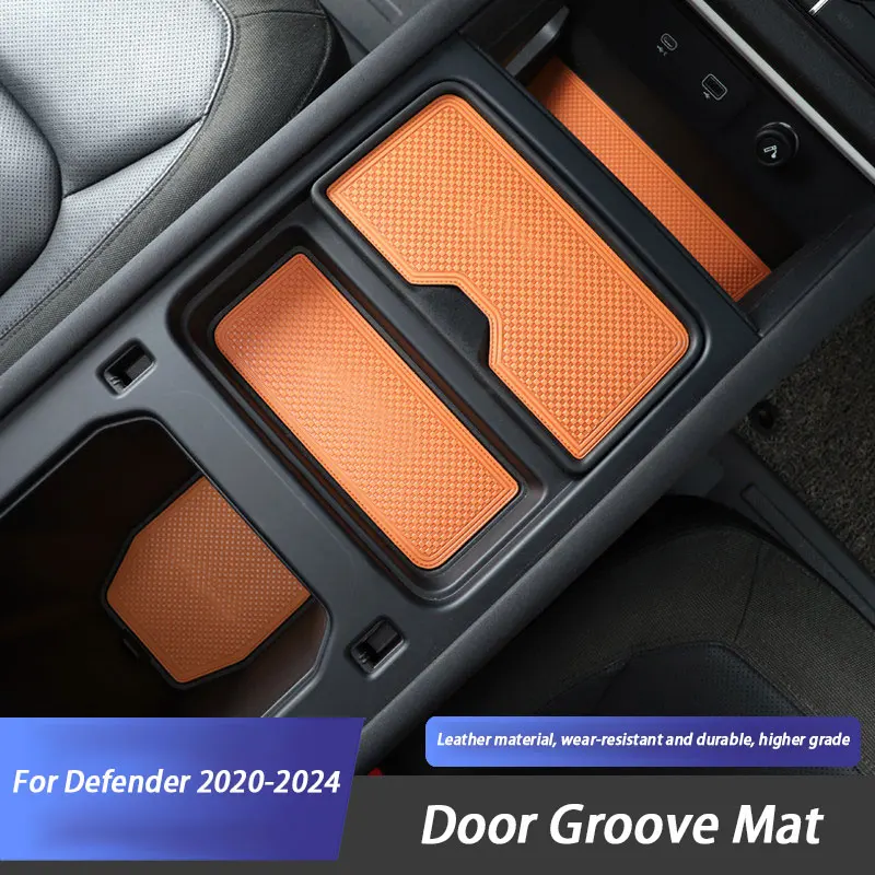 

Leather Gate Slot Door Groove Mat Water Cup Non-Slip Mat For Land Rover Defender 90 110 Modification Accessories