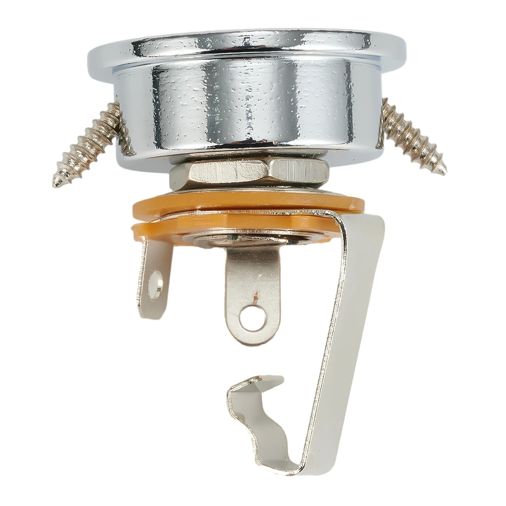 For Tele Style Electric Guitar Socket Plate Holder with Recessed Chrome Electro Socket and Threaded Mounting System