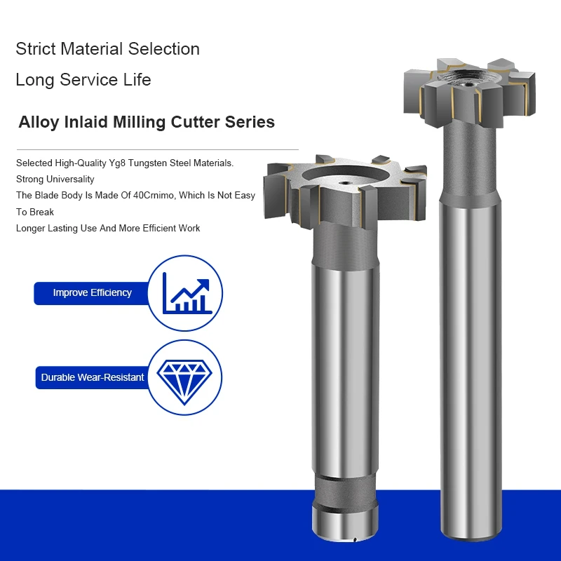 SHAZAM YG8 Alloy T-Slot Milling Cutter Tungsten Steel Rough Inserted Straight Shank For Hardness Metal Keyway Endmills Tools