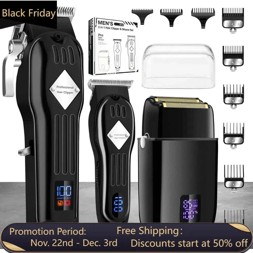 Professional Hair Clippers/Hair Trimmer/Beard Shaver Kit for Men, Cordless Barber Clipper Hair Cutting Kit, Beard T Outliner Kit