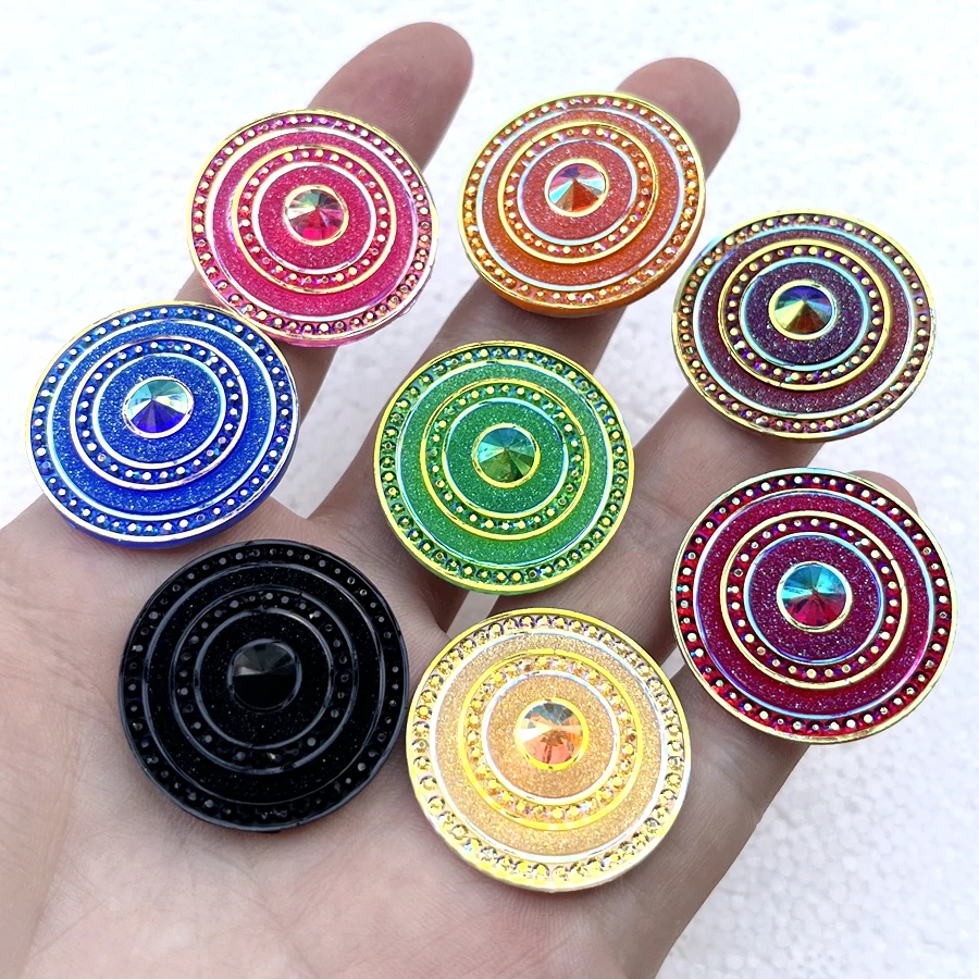 10 sztuk 30 mm okrągłych latających spodków z żywicy AB w kolorze uroczym Rhinestone DIY biżuteria kolczyki do dekoracji ślubnych Rhinestone