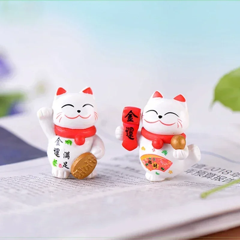 1PCS PVC Mini Lucky Cat Decoration Home Decor Kawaii Lucky Cat Maneki Neko Ornaments Creative Toy Miniature Figurines For Gift