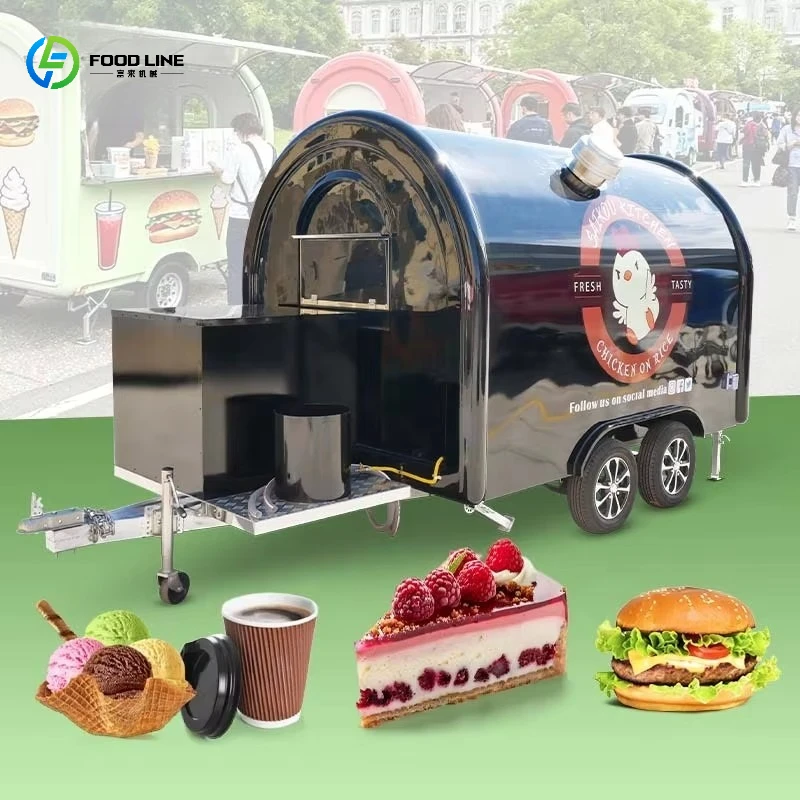 

Fruit Juice Food Round Outdoor Trailer Mobile Modern Churro Coffee Shop Boutique Vend Cart Cake Hot Pink Customized