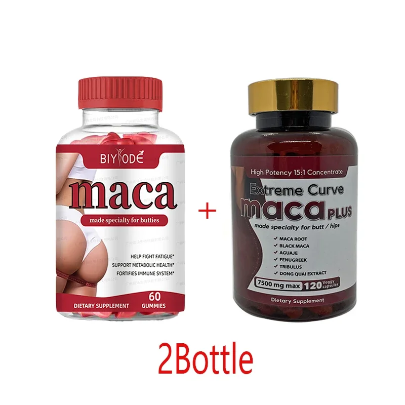 1 Bottle MACA GUMMIES Buttock  and 1 Bottle Maca Buttock Pills，hip Shaping Dietary Supplement