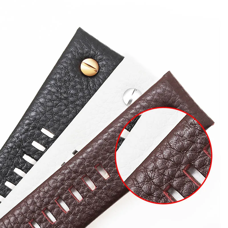 For Diesel rivet Genuine lea/ther watchband Dz4323 1657 4318 DZ7312 DZ7257 Men White brown black watch strap Bracelet 24 26 28