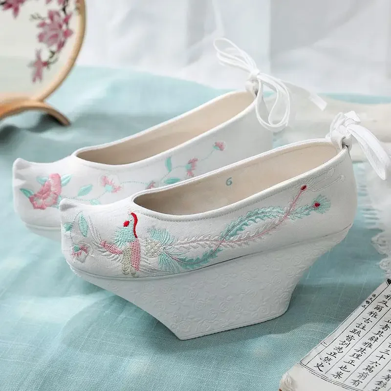 Zapatos con suela de maceta, zapatos de ópera del palacio Imperial de la antigua dinastía Qing, zapatos con bandera Qing, accesorios de disfraz antiguos de Zhen Huan