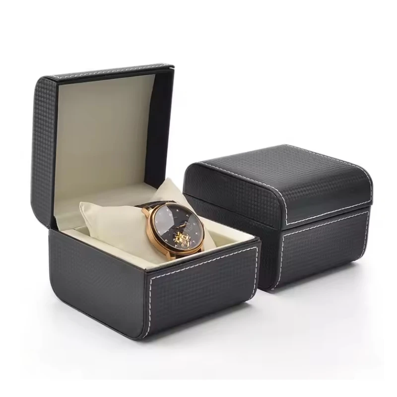 

Top Leather Watch Box Black Color Luxury Brand Men's Watch Gift Box Fashion Ladies Personality Watch Storage Box A075