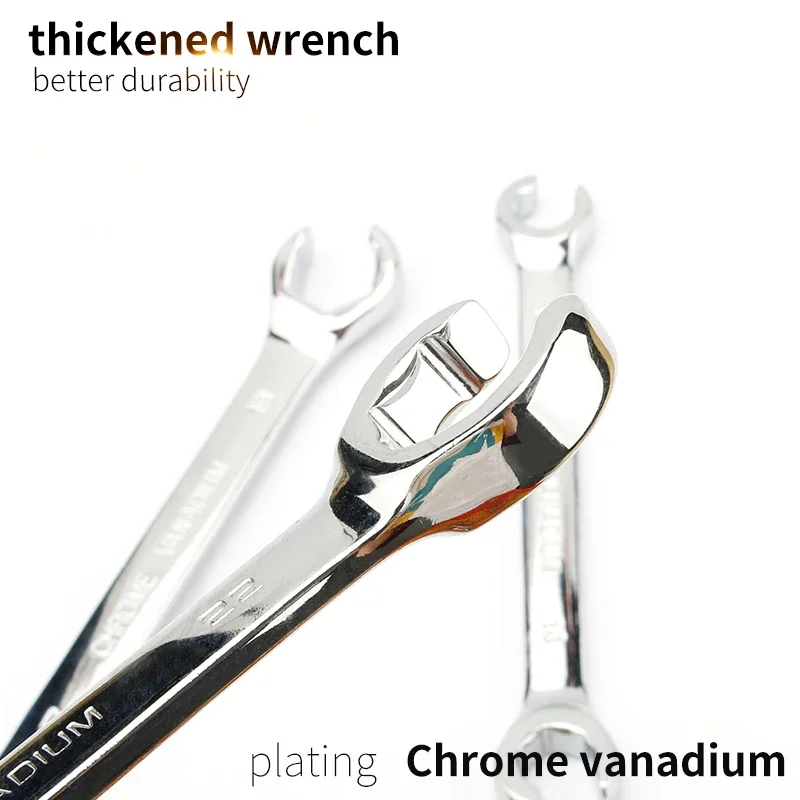 1pc Oil Pipe Flare Nut Wrench Open Ring Double Head Spanner 8-10-12mm High Torque Mirror Hand Tool Brake Wrench for Car Repair