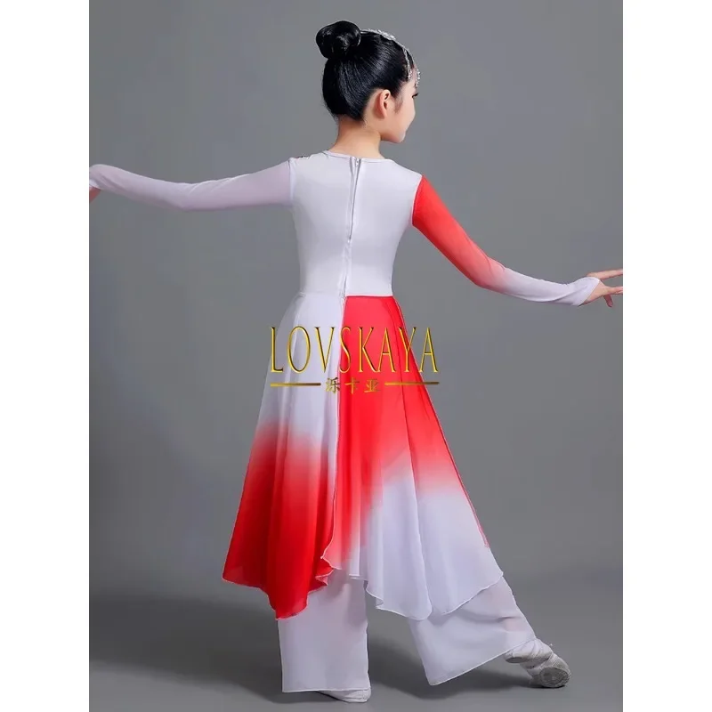 Tenue de performance de chanson rouge patriotique de style chinois, tenue de danse pour enfants, tenue de chorale du jour de l'an, danse classique élégante