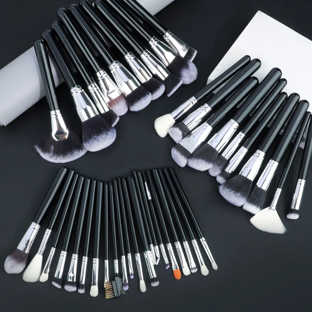 40pcs makeup brushes set high grade black and silver eyeshadow brushes complete set